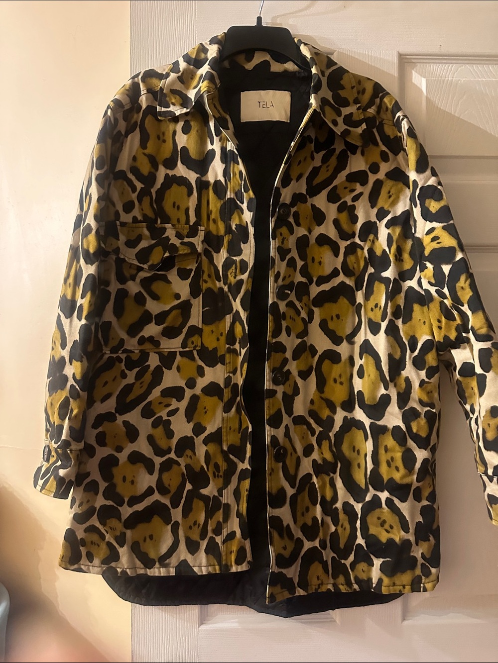 Tela Yellow and Black Leopard Print Jacket